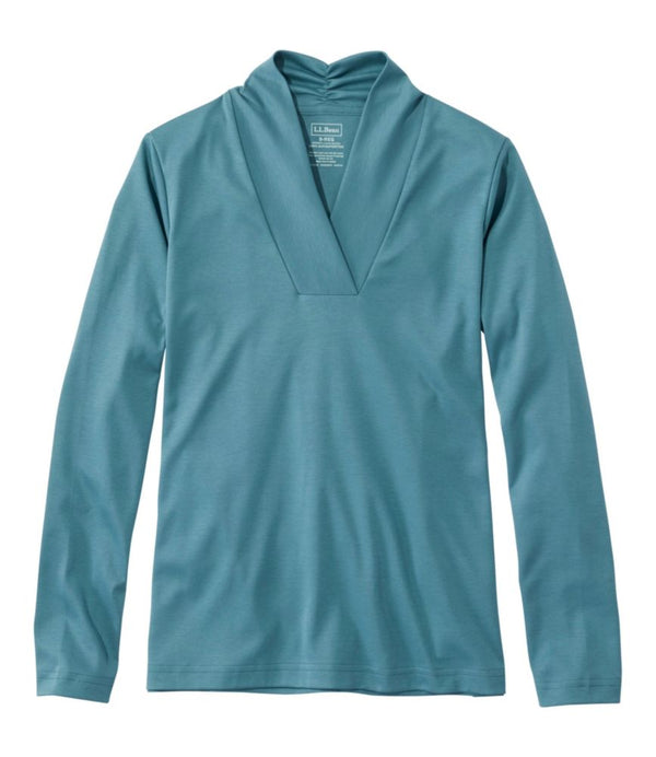 Women's Pima Cotton Tee, Shawl Long-Sleeve
