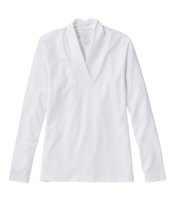 Women's Pima Cotton Tee, Shawl Long-Sleeve