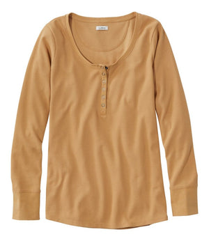 Women's Unshrinkable Mini-Waffle Tee, Long-Sleeve Henley