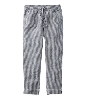 Women's Premium Linen Pull-On Ankle Pants, Mid-Rise Tapered-Leg Stripe