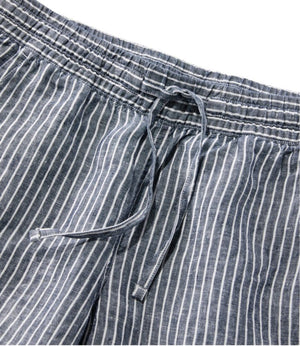Women's Premium Linen Pull-On Ankle Pants, Mid-Rise Tapered-Leg Stripe