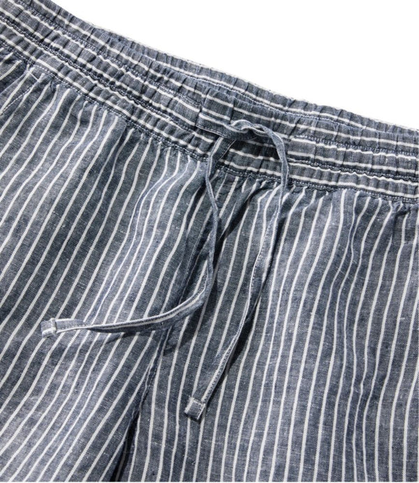 Women's Premium Linen Pull-On Ankle Pants, Mid-Rise Tapered-Leg Stripe