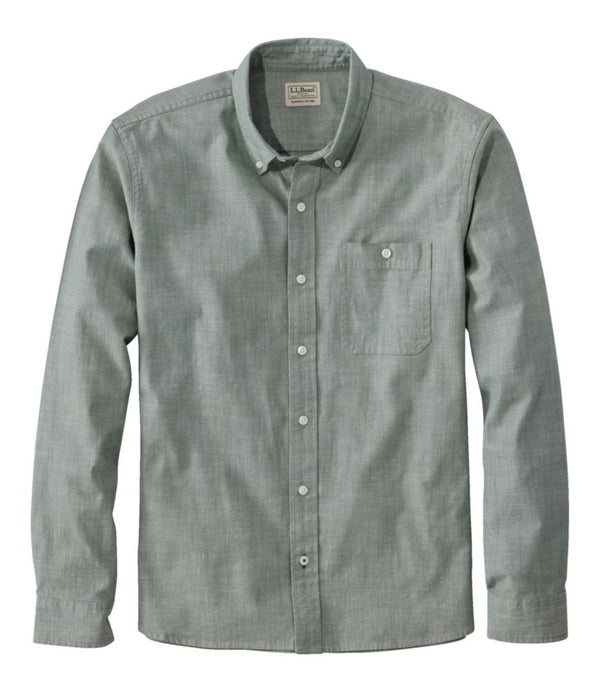 Men's Comfort Stretch® Chambray Shirt, Long-Sleeve, Slightly Fitted Untucked Fit