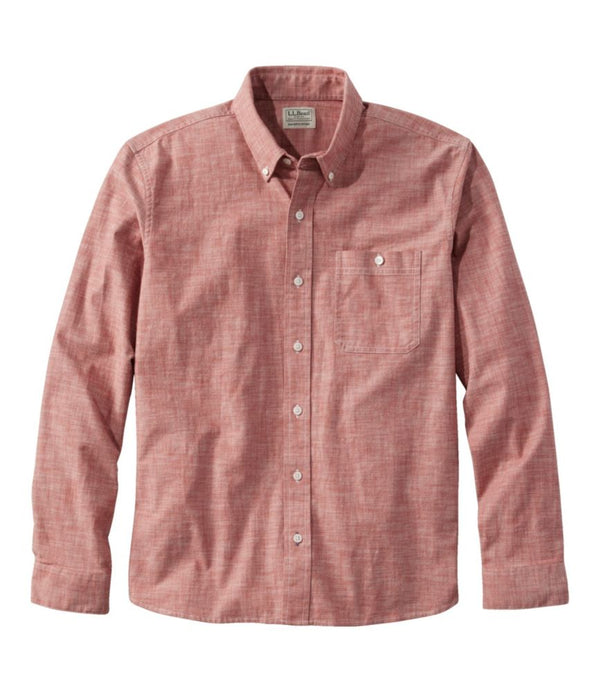 Men's Comfort Stretch® Chambray Shirt, Long-Sleeve, Slightly Fitted Untucked Fit