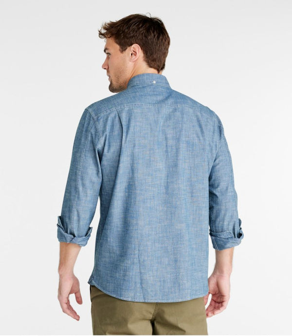 Men's Comfort Stretch® Chambray Shirt, Long-Sleeve, Slightly Fitted Untucked Fit