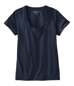 Women's Soft Stretch Supima-Blend Tee, Scoopneck Short-Sleeve