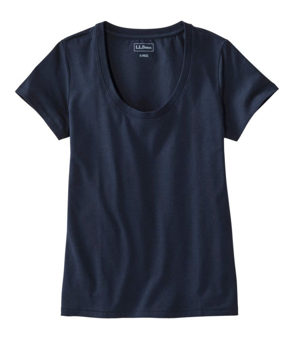 Women's Soft Stretch Supima-Blend Tee, Scoopneck Short-Sleeve