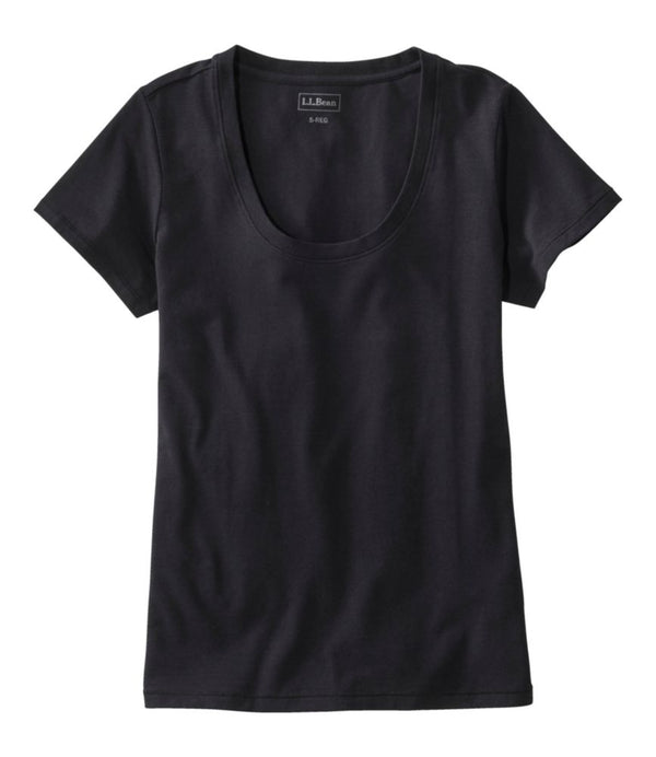 Women's Soft Stretch Supima-Blend Tee, Scoopneck Short-Sleeve