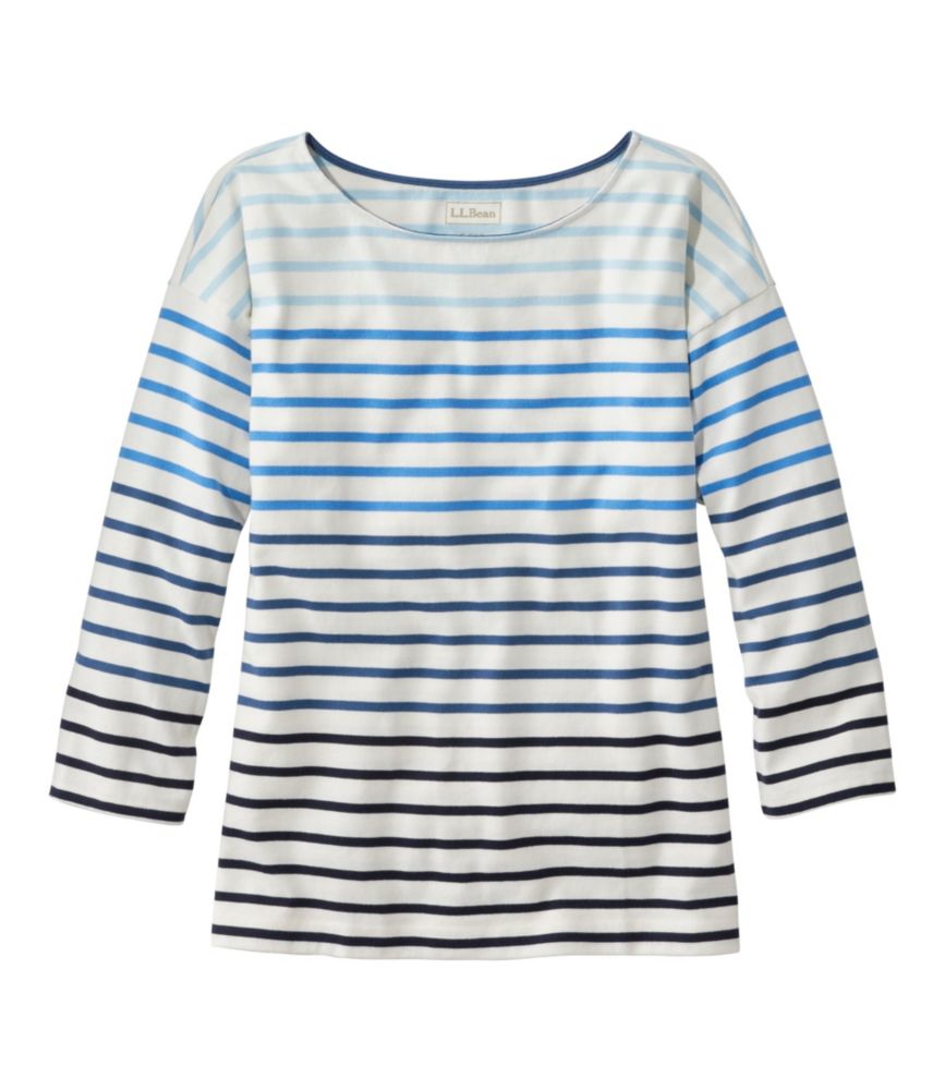 Women's Heritage Mariner Top, Boatneck Three-Quarter-Sleeve Stripe