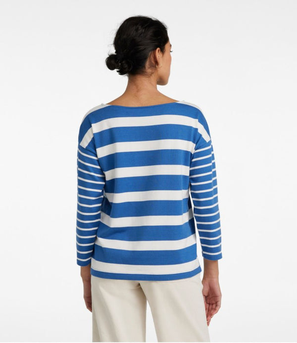 Women's Heritage Mariner Top, Boatneck Three-Quarter-Sleeve Blocked Stripe