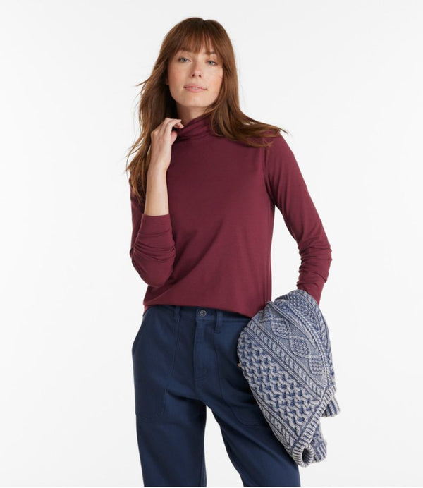 Women's Soft Stretch Supima-Blend Tee, Turtleneck