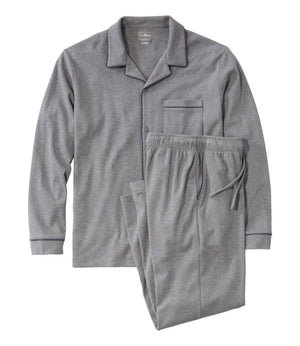 Men's Bean's Cotton Knit Pajamas, Button-Front PJ Set