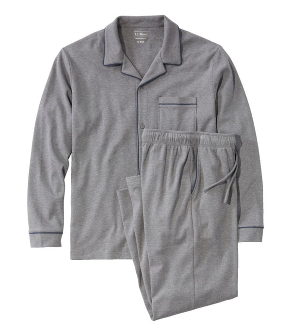 Men's Bean's Cotton Knit Pajamas, Button-Front PJ Set