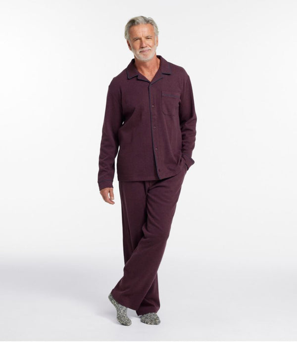 Men's Bean's Cotton Knit Pajamas, Button-Front PJ Set