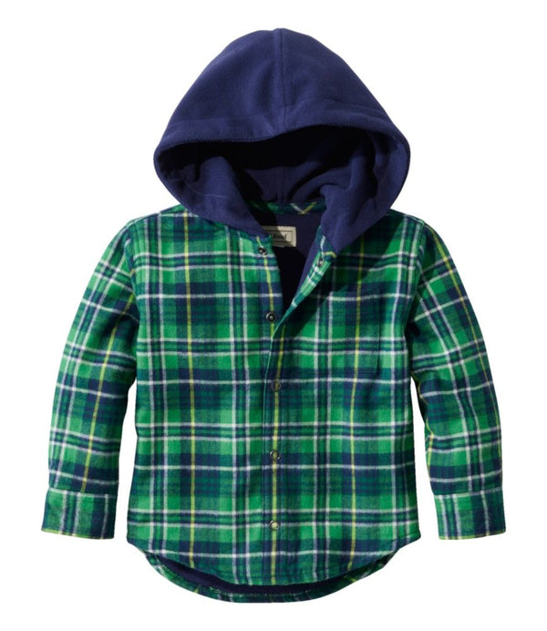Toddlers' Fleece-Lined Flannel Shirt, Hooded