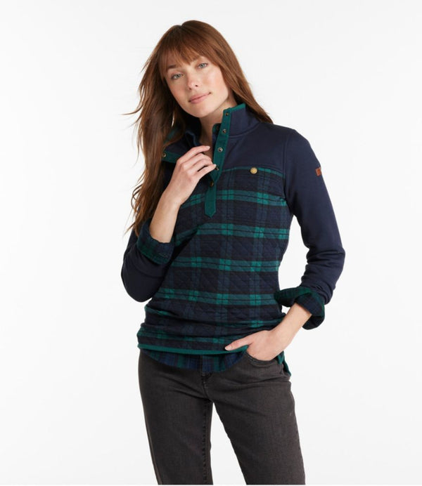 Women's Quilted Sweatshirt, Mockneck Tunic Print
