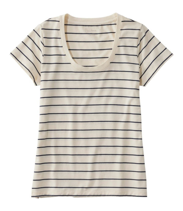 Women's Soft Stretch Supima-Blend Tee, Scoopneck Short-Sleeve Stripe