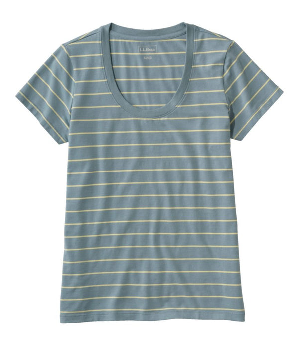 Women's Soft Stretch Supima-Blend Tee, Scoopneck Short-Sleeve Stripe
