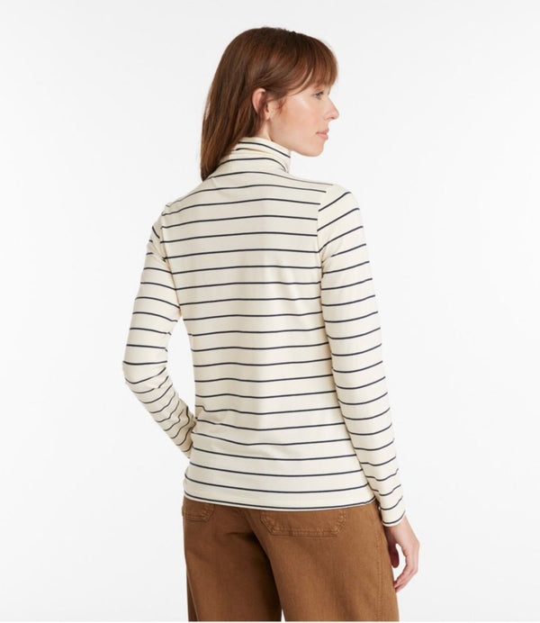 Women's Soft Stretch Supima-Blend Tee, Turtleneck Stripe