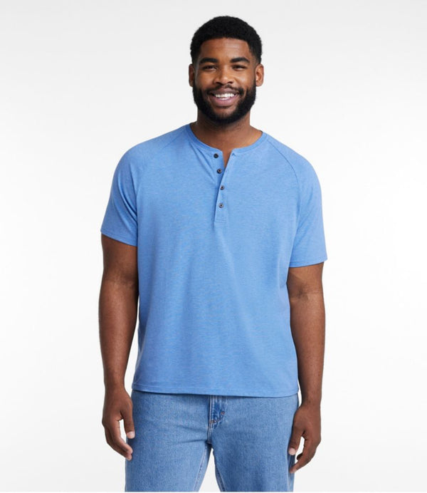 Men's Comfort Stretch Pima Tee Shirt, Short-Sleeve Henley