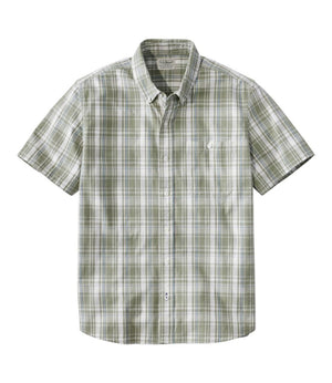 Men's Comfort Stretch® Chambray Shirt, Slightly Fitted Untucked Fit, Short-Sleeve, Plaid