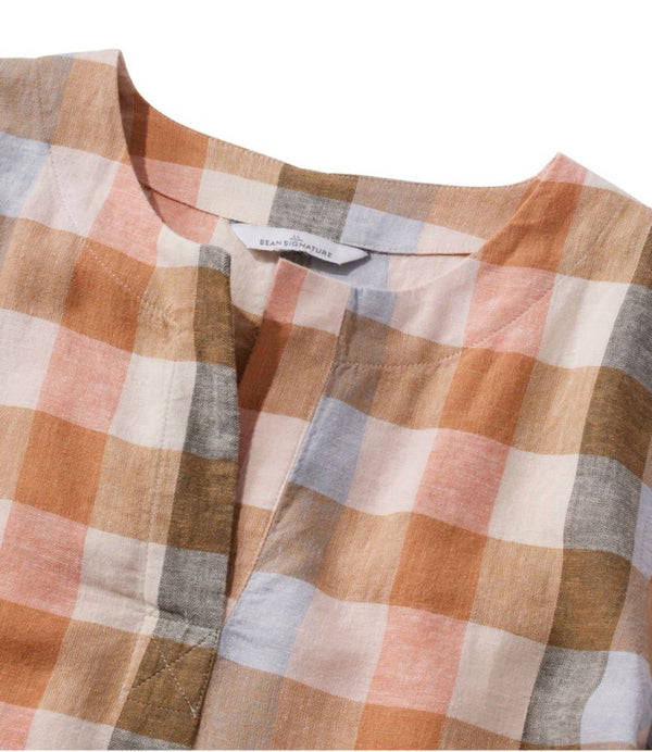 Women's Signature Linen-Blend Splitneck Shirt, Short-Sleeve