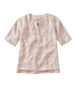 Women's Signature Linen-Blend Splitneck Shirt, Short-Sleeve