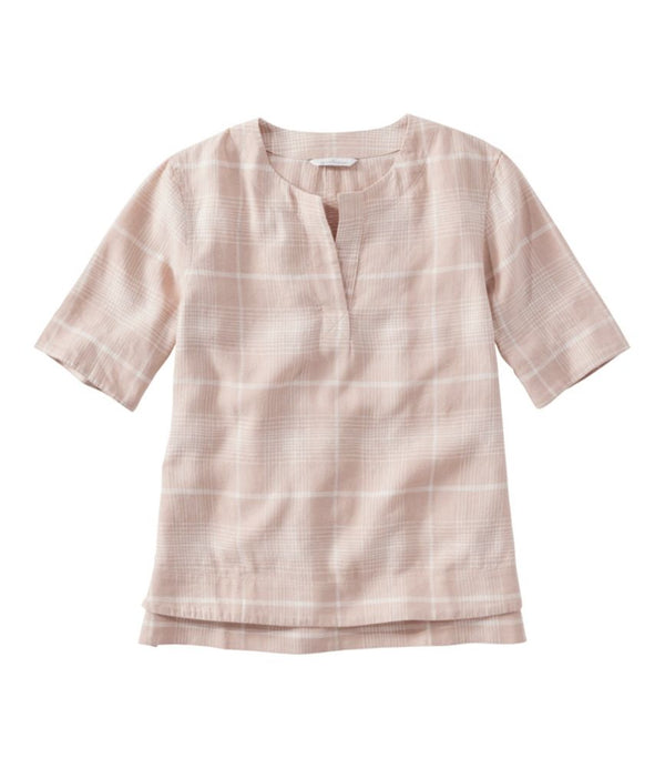 Women's Signature Linen-Blend Splitneck Shirt, Short-Sleeve