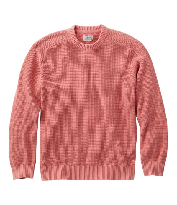 Men's Textured Washed Cotton Sweaters, Crewneck