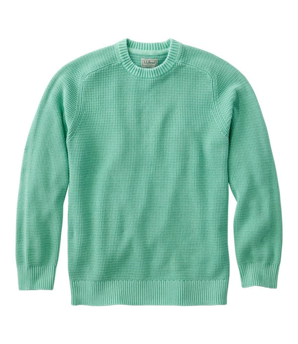 Men's Textured Washed Cotton Sweaters, Crewneck