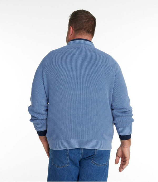 Men's Textured Washed Cotton Sweaters, Crewneck