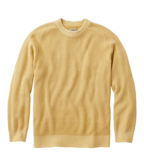 Men's Textured Washed Cotton Sweaters, Crewneck