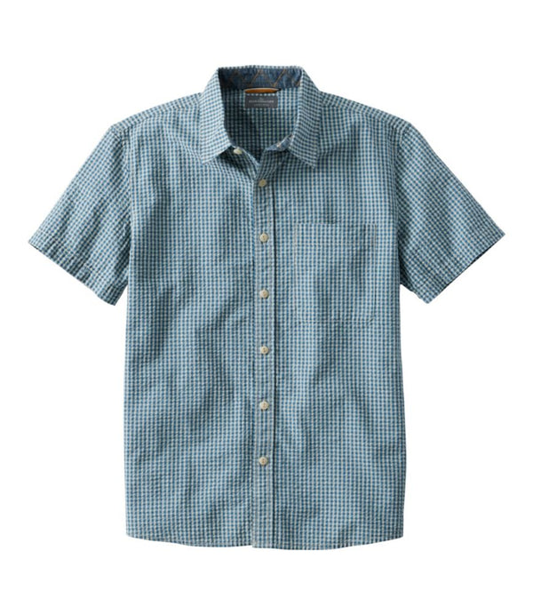 Men's Signature Seersucker Madras Shirt, Slightly Fitted, Short-Sleeve