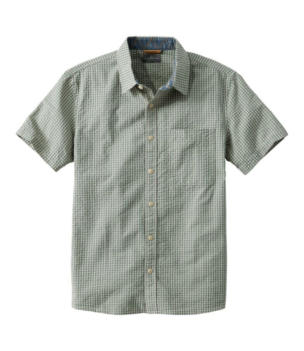 Men's Signature Seersucker Madras Shirt, Slightly Fitted, Short-Sleeve