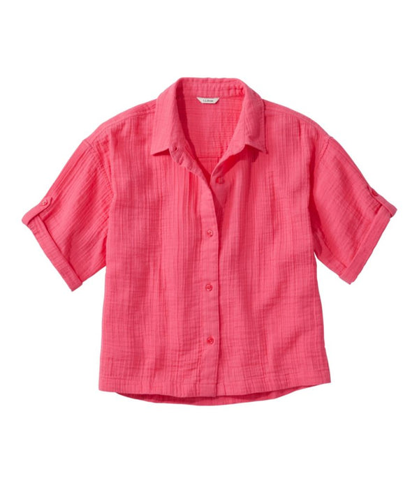 Women's Cloud Gauze Crop Button-Up Shirt