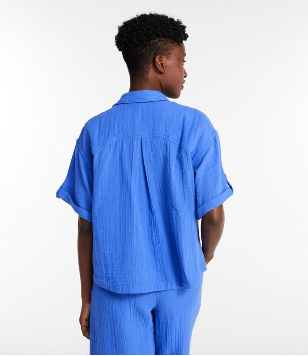 Women's Cloud Gauze Crop Button-Up Shirt