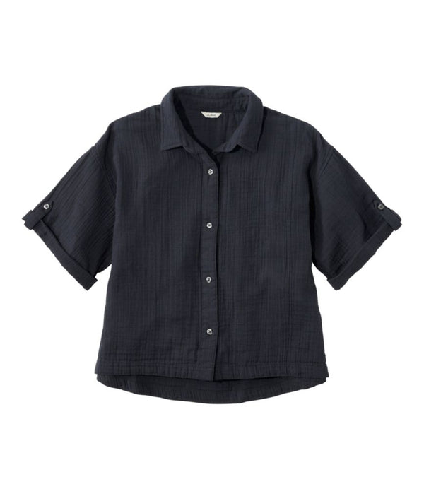 Women's Cloud Gauze Crop Button-Up Shirt