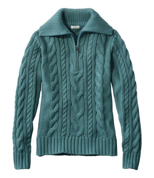 Women's Double L® Cable Sweater, Quarter-Zip