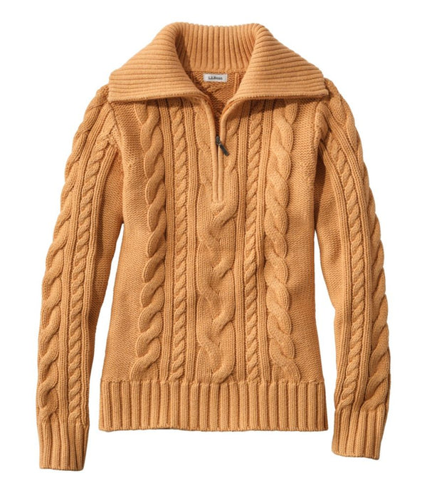 Women's Double L® Cable Sweater, Quarter-Zip