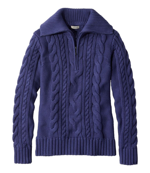 Women's Double L® Cable Sweater, Quarter-Zip