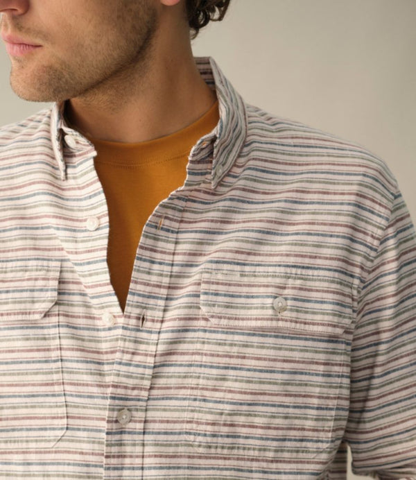 Men's Stonecoast Hemp Shirt, Long-Sleeve, Slightly Fitted Untucked Fit, Stripe