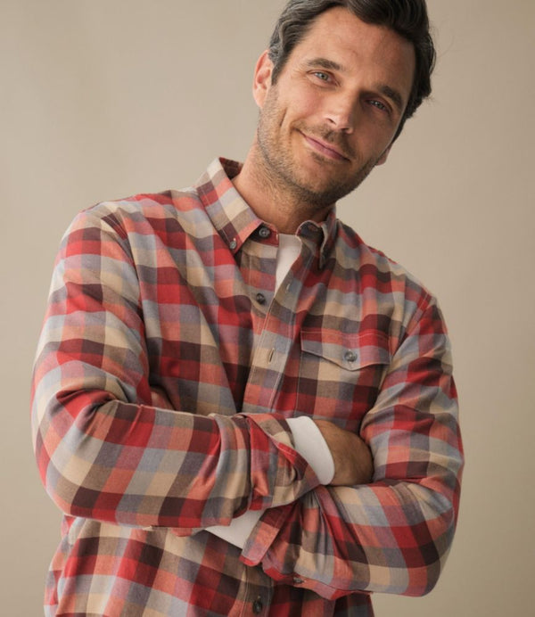 Men's Brushed Jaspé Twill Shirt, Plaid, Traditional Untucked Fit