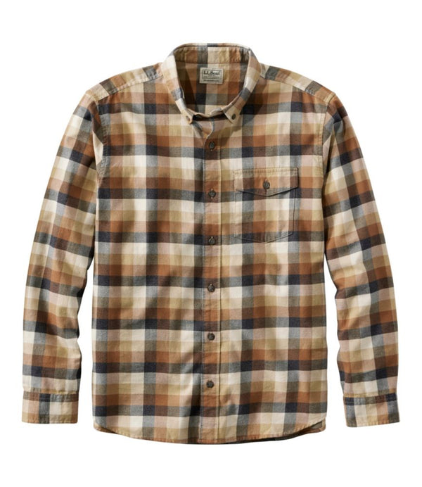 Men's Brushed Jaspé Twill Shirt, Plaid, Traditional Untucked Fit