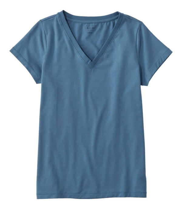 Women's Soft Stretch Supima-Blend Tee, Short-Sleeve V-Neck