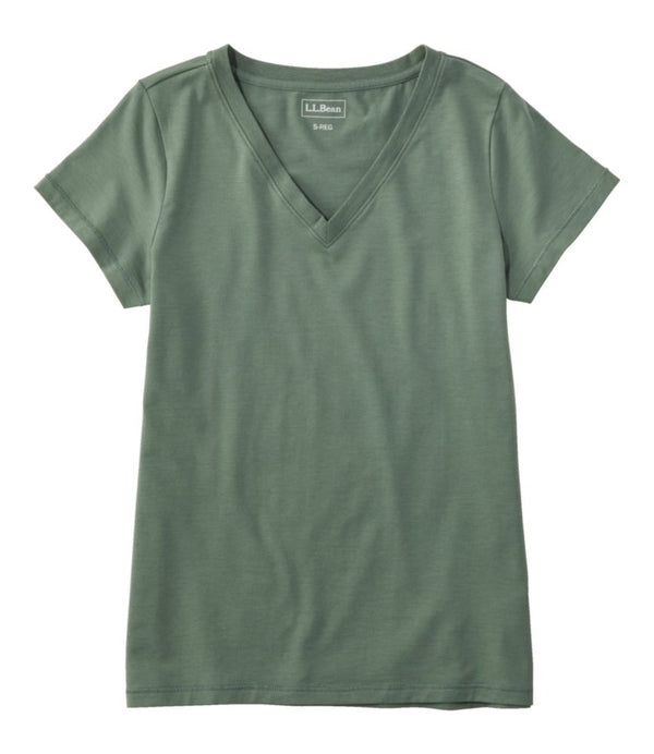 Women's Soft Stretch Supima-Blend Tee, Short-Sleeve V-Neck