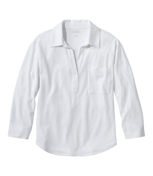 Women's Linen/Cotton Tee, Three-Quarter-Sleeve Splitneck Polo