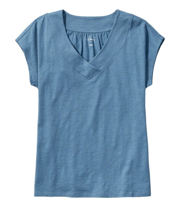 Women's Organic Cotton Tee, V-Neck Cap-Sleeve