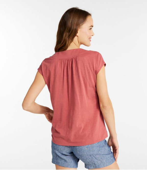 Women's Organic Cotton Tee, V-Neck Cap-Sleeve