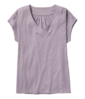 Women's Organic Cotton Tee, V-Neck Cap-Sleeve