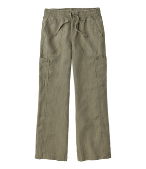Women's Premium Linen Breezy Pull-On Utility Pants, Mid-Rise Wide-Leg